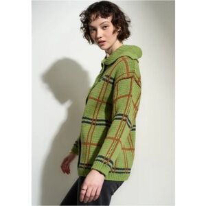 Callahan Plaid Green Knit Sweater for Women